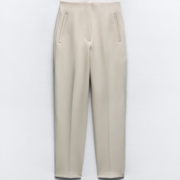 Zara High Waist Cream Pants - Picture 3 of 8